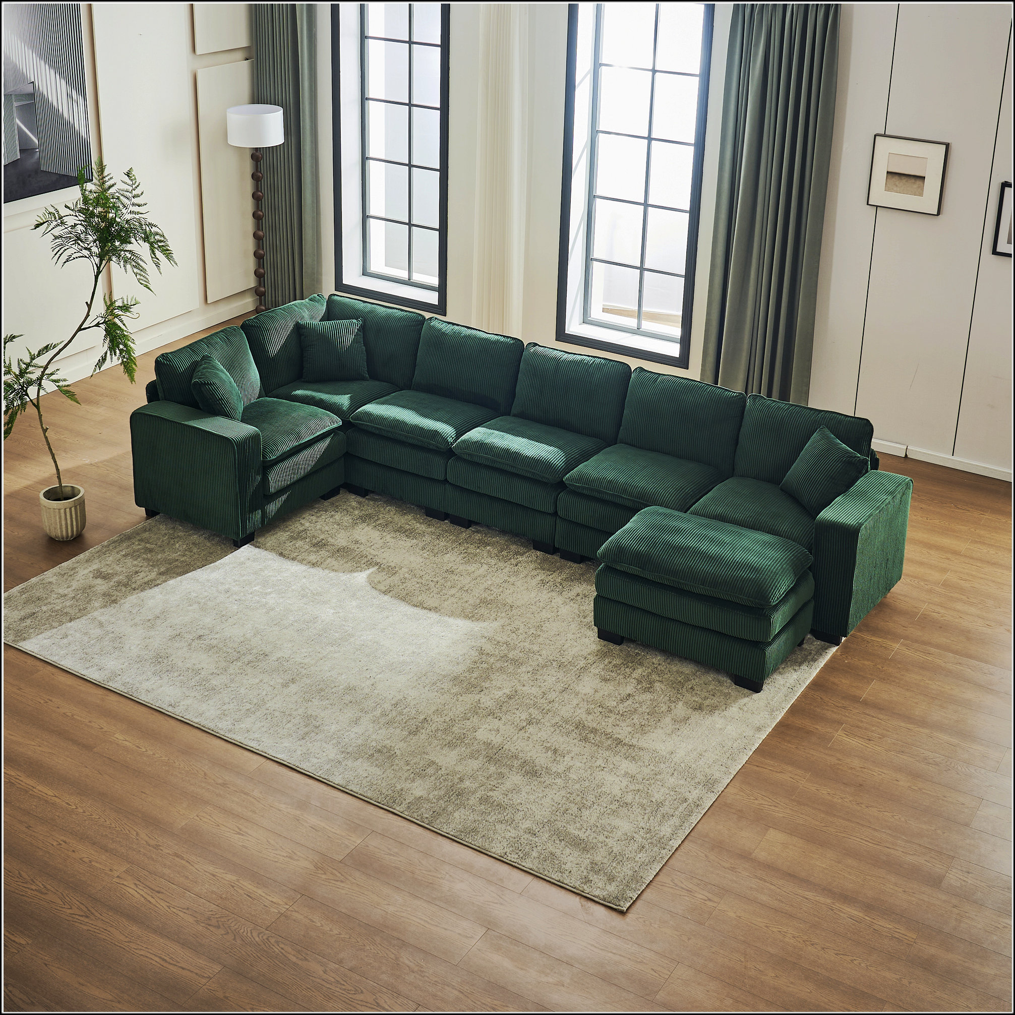 Hokku Designs Modern U Shaped 6-Seat Sectional Sofa Couch With One ...