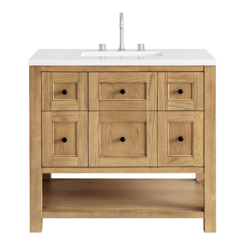 Breckenridge 36'' W Single Vanity, Light Natural Oak, White Zeus, 8" Widespread