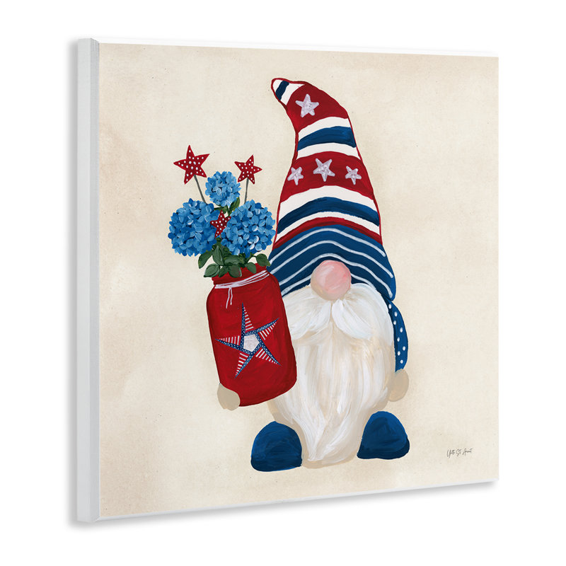  Art mural, gnome américain avec fleurs, par Yvette St. Amant