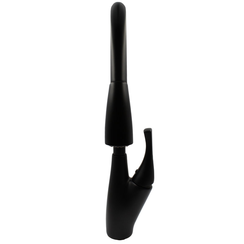 Robinet de cuisine rétractable à poignée simple avec accessoires, Noir mat