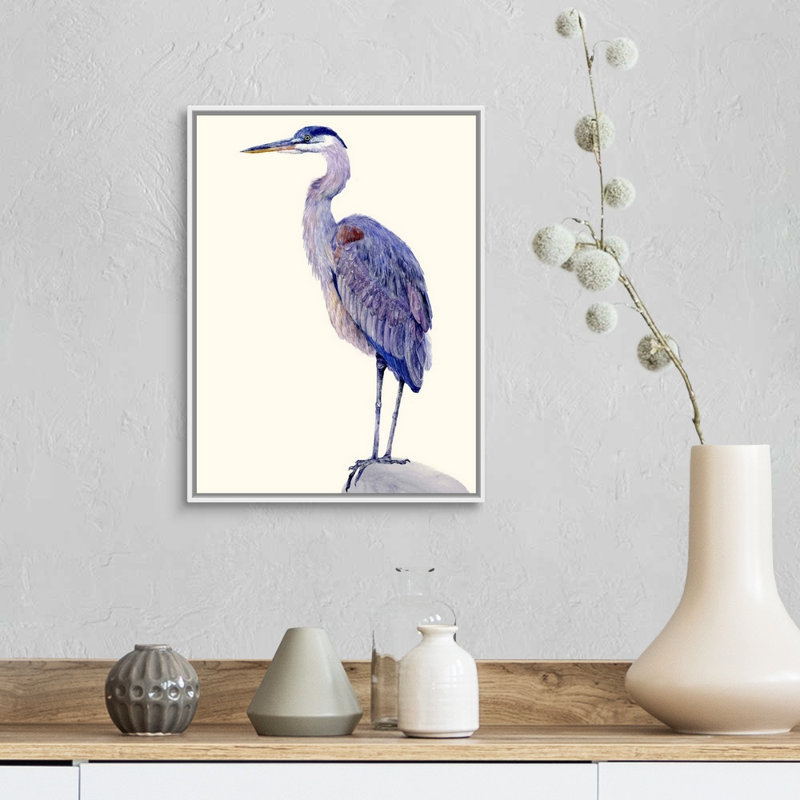 «Heron Study I», art mural sur toile, Toile blanche encadrée, H 18 po x l 14 po x P 2 po