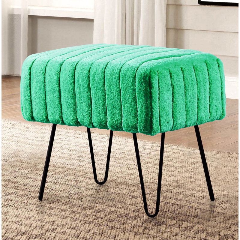 Defranco Upholstered Ottoman, Arcadia Faux Fur