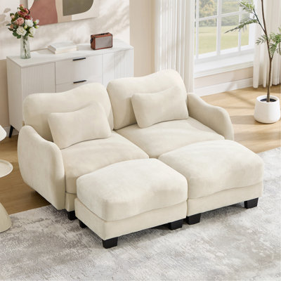 Canapé de soutien en chenille avec coussin de taille délicate et repose-pieds mobile, conception ergonomique incurvée, canapé modulaire facile à assembler pour le bureau du salon