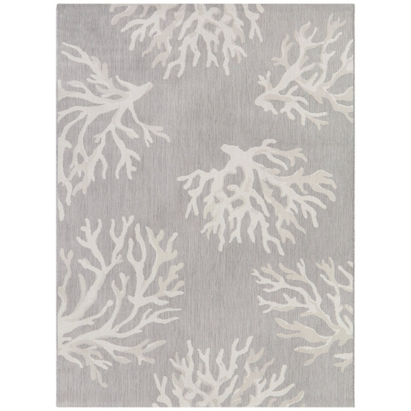 Tapis intérieur / extérieur gris Minnich, Rectangle 5 pi 3 po x 7 pi