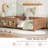 Twin bed with built-in bookshelf and high-quality safety guardrail,Natural-701980665-701980664