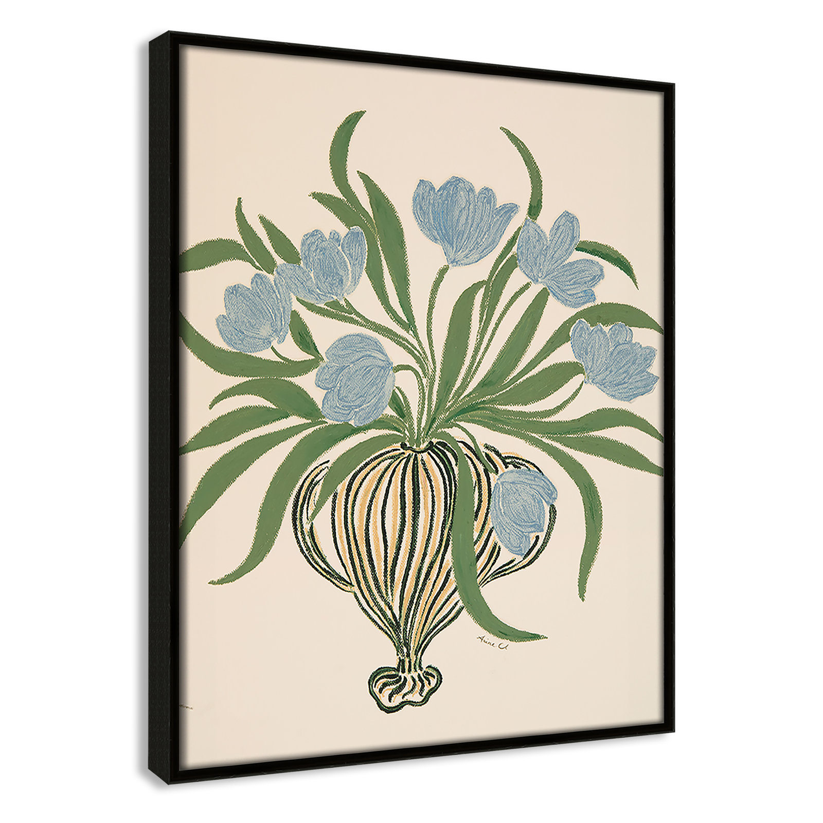 Colette "La Poire Blue Tulips" Print, Espresso, 15.5" H x 12.5" W