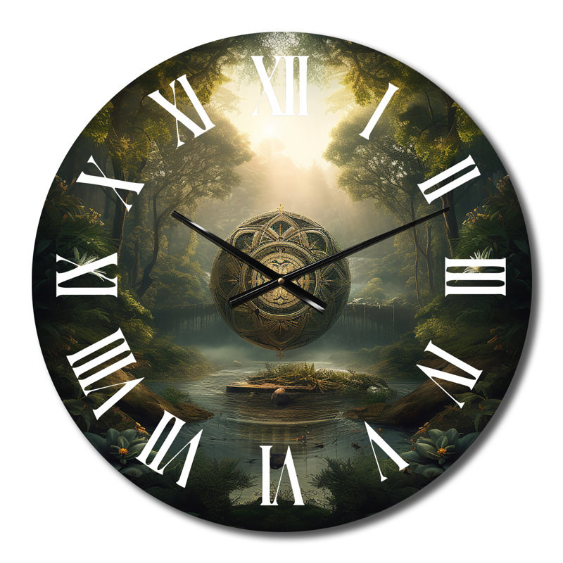 Horloge murale sacrée mandala planant dans un paysage mystique I, Petit