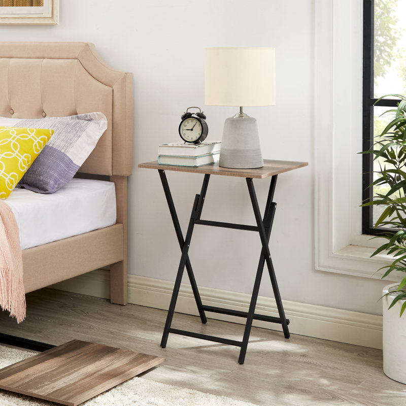 Table d'appoint 2 pièces pliable sans plateau, Brun