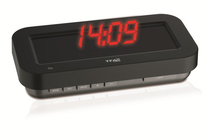 Digital Radio clock Atomic Tabletop Clock in Black, Red