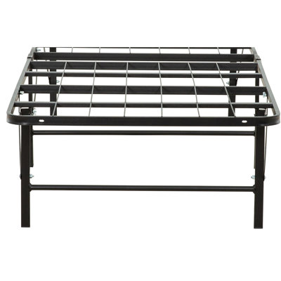 Base de lit en métal noir et lit plateforme polyvalent, avec amplement de rangement