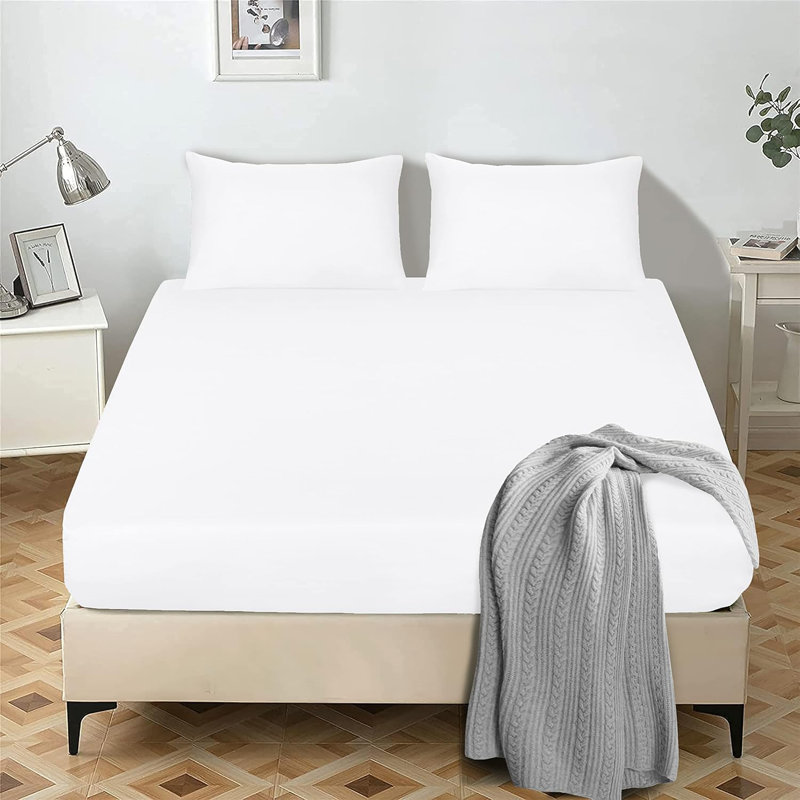 Ewoud Super Soft Microfiber Fitted Sheet – 25cm Deep Pocket, Brushed Finish, White, Kingsize (5')