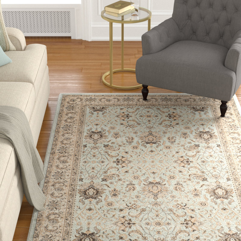 Tapis oriental bleu clair / ivoire Petronella, Rectangle 4 pi x 5 pi 3 po