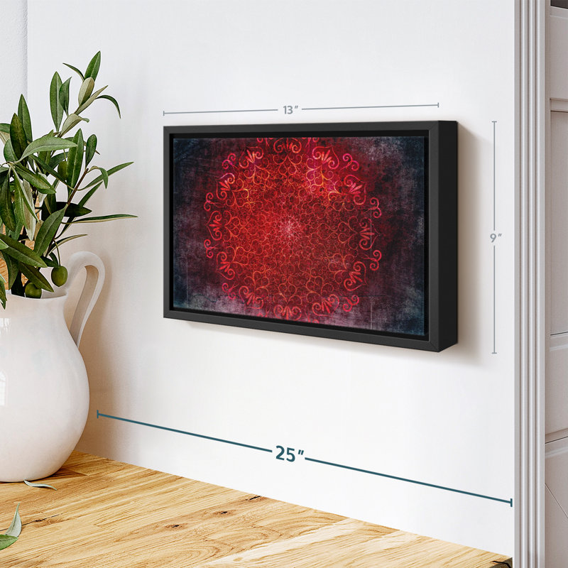 Decor Elements " Glowing Red Mandala Wall Art " Print, 9" H x 13" W