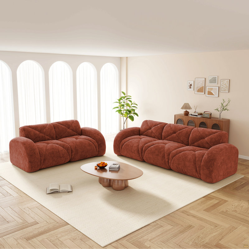 Ensemble de canapé 2 pièces Canapé confortable, ensemble de canapé 2 places + 3 places, canapé à assise profonde, tissu de velours doux