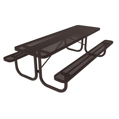 Table de pique-nique rectangulaire de 2,4 m (8 pi), perforée, marron
