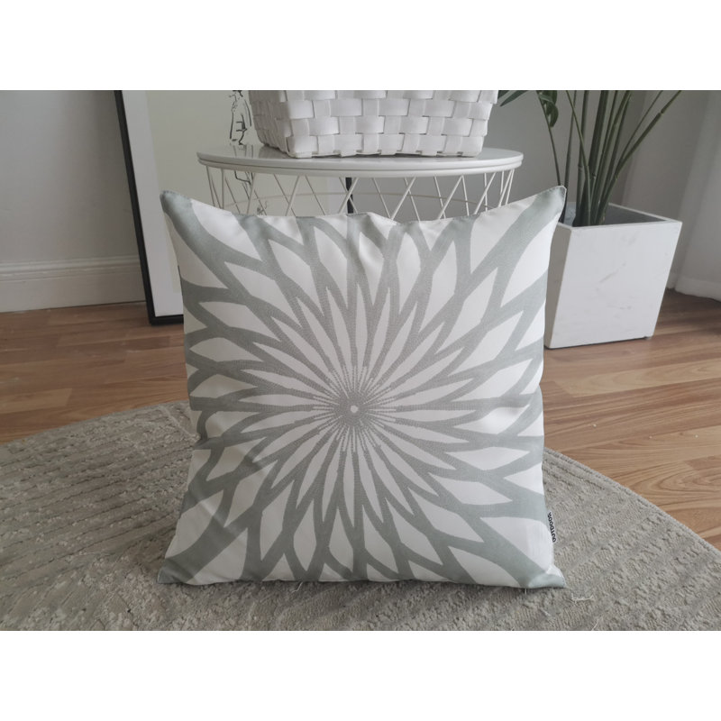 Damask Throw Pillow, Gray/White, Polyester/Polyfill