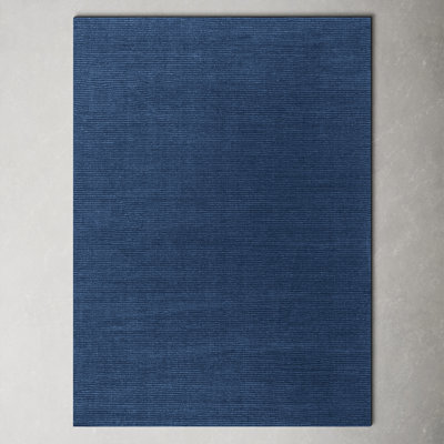 Crowe Handmade Wool Dark Blue Area Rug