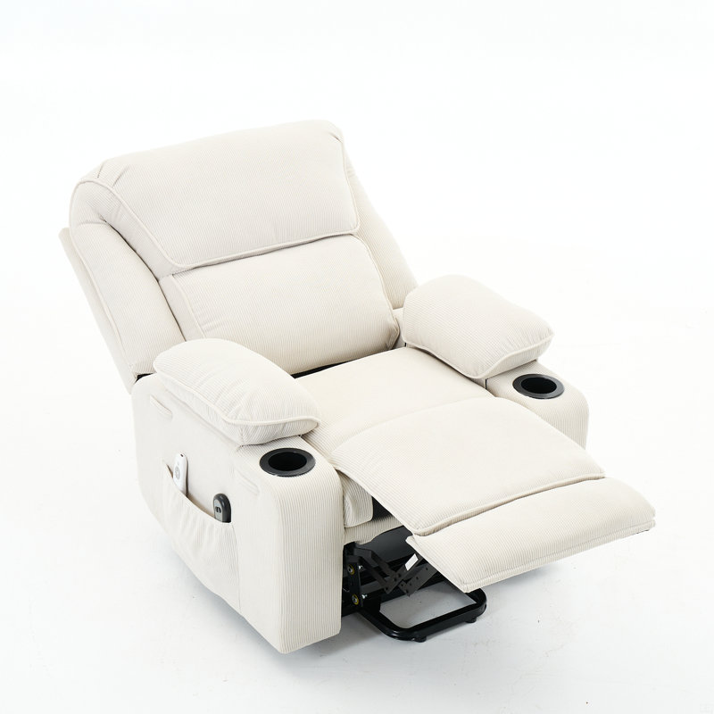 Fauteuil inclinable chauffant et massant télécommandé, Blanc