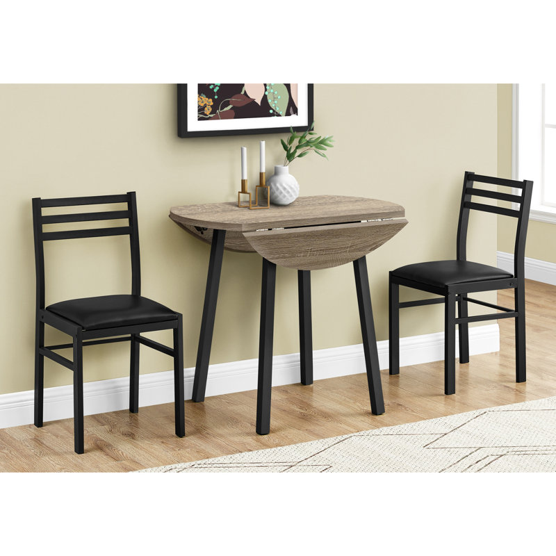 Petite table de salle à manger à 3 abattants, métal noir, finition taupe, table 3, essentiel pour la cuisine