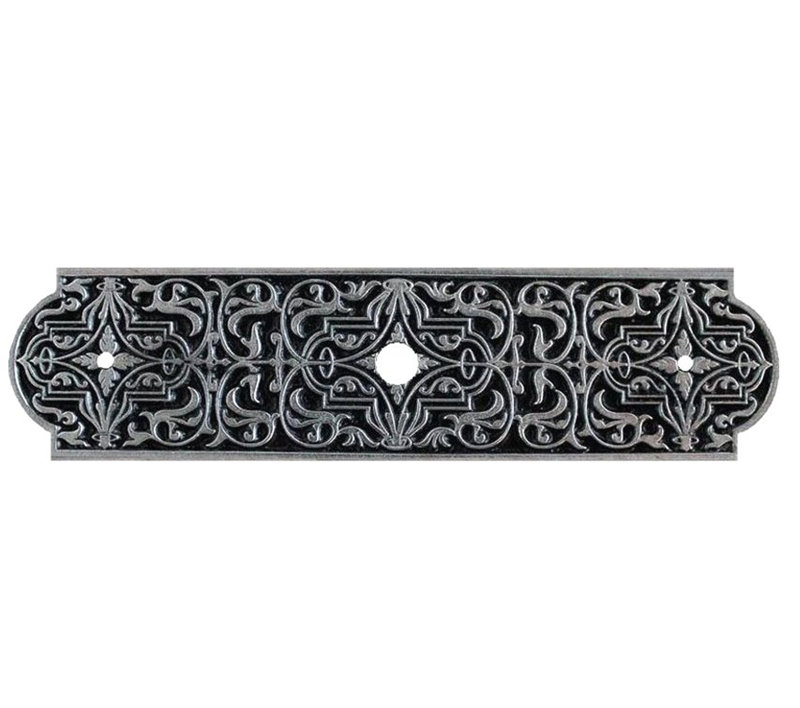 Olde World Metal Knob Backplate, Brilliant Pewter