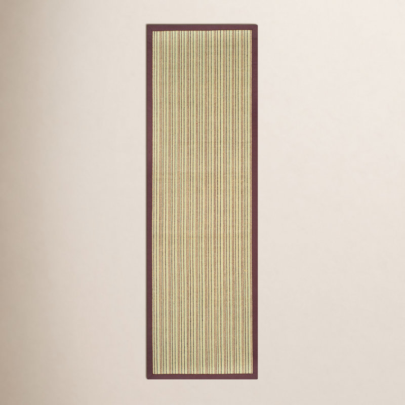 Tapis beige / mauve à rayures sisal, Tapis de couloir 2 pi 6 po x 12 pi
