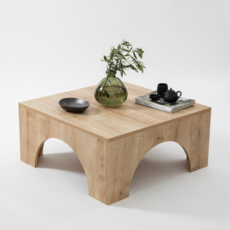 Modern Oak Coffee Table, 31.5 x 14.6 x 31.5 inches | 100% Melamine Coated Chipboard, Thickness: 0.7 inches | Durable PVC Edge Bands, Stylish Solid Brown Design | Perfect for Living Room or Lounge Area