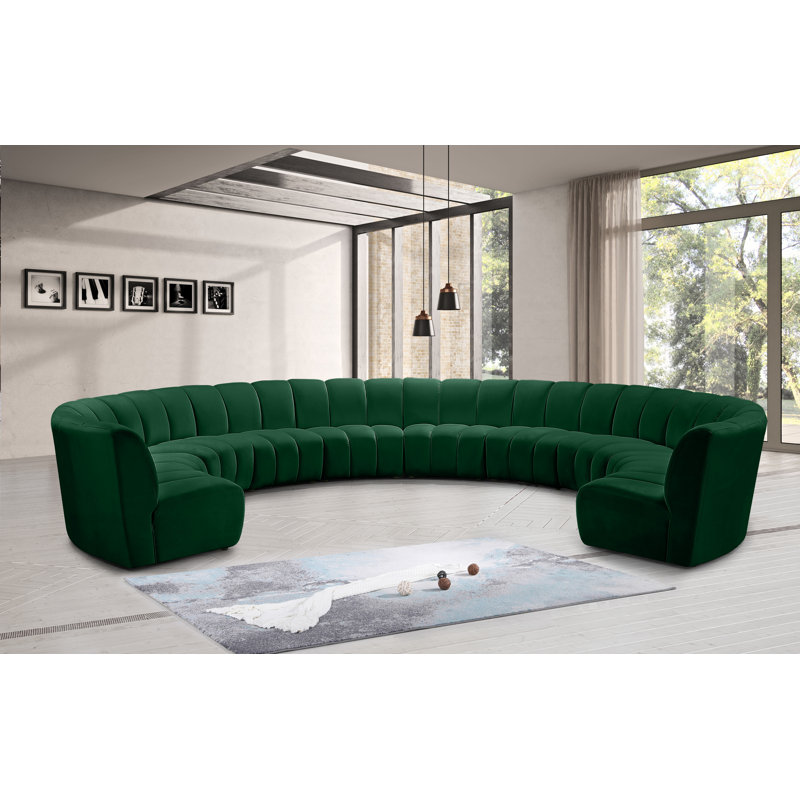 Canapé modulaire en velours Infinity, Velours vert, 10 pièces