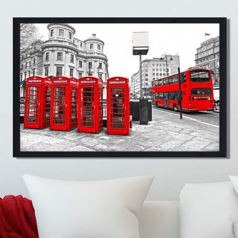 « london red bus », reproduction de photo encadrée, H 27,5 po x l 39,5 po x P 0,75 po