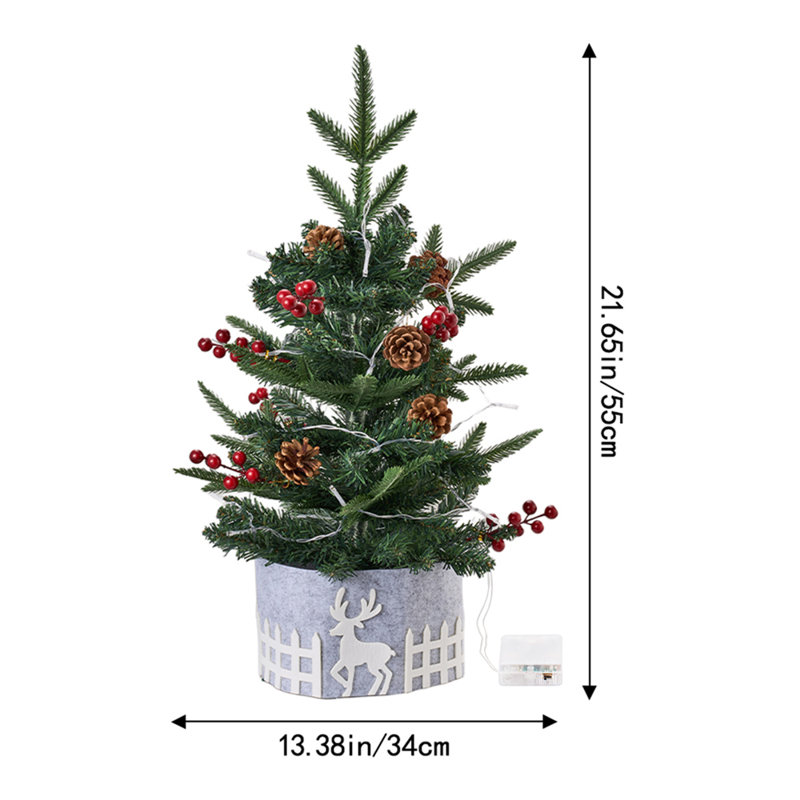 Lighted Artificial Christmas Tree, 55 cm x 34 cm