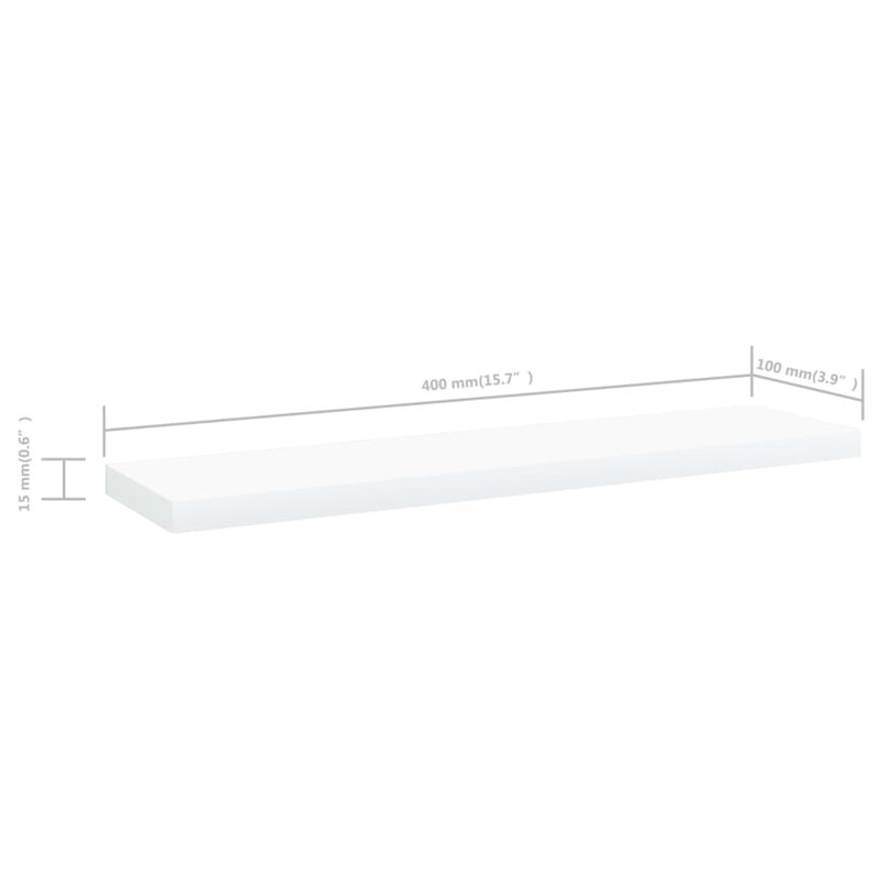 Floating Shelves Wall Shelving Wall Mounted Shelves Display Wall Units, White, 0.6" H x 15.7" W x 3.9" D
