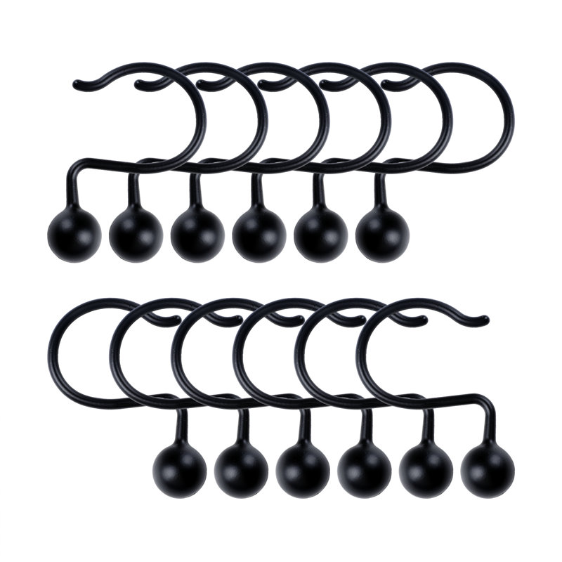 Crochets de rideau de douche Ball Steel, Noir