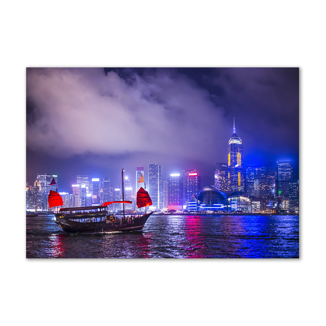 Hongkong bei Nacht - Kunstdrucke auf Segeltuch