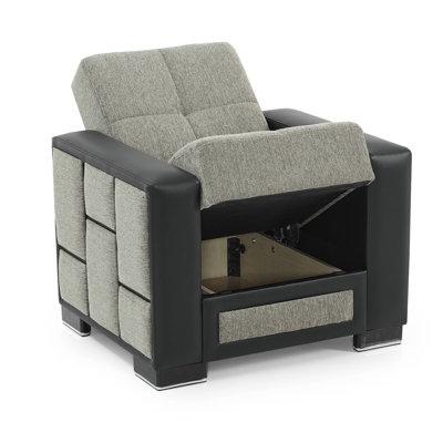 Fauteuil convertible Nettleton avec rangement, fauteuil d'appoint pour salon, appartement, bureau