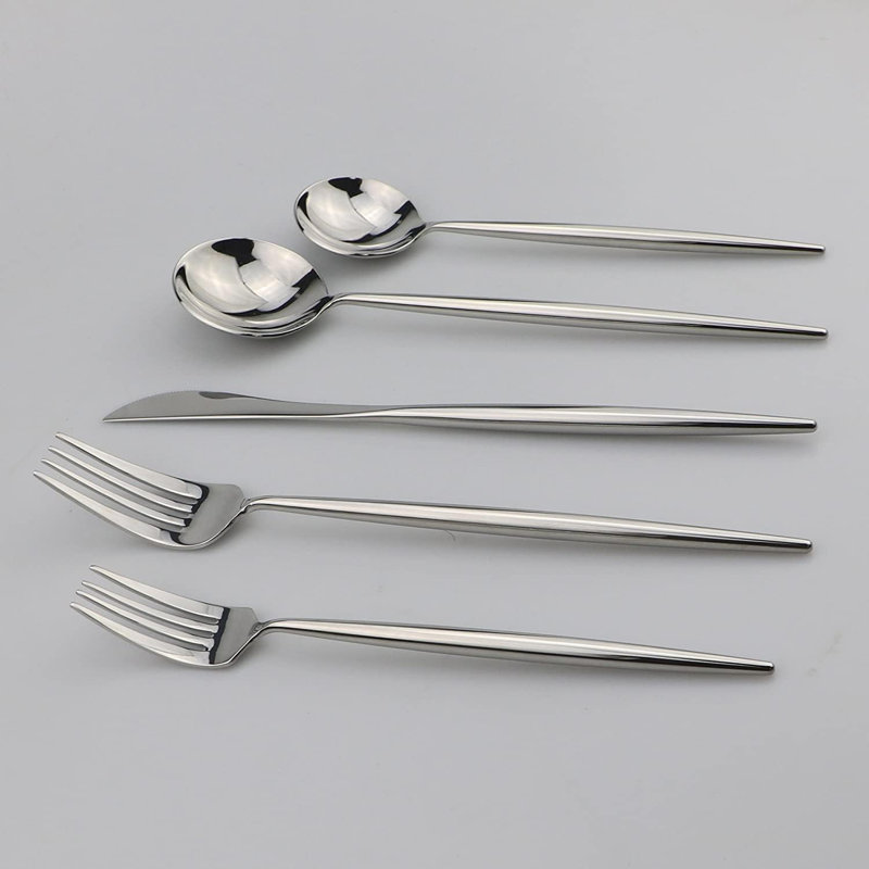 Ensemble de couverts 20 pièces en acier inoxydable 18/10, argenterie polie miroir pour 4, ustensiles de cuisine durables avec couteau, fourchette et cuillère