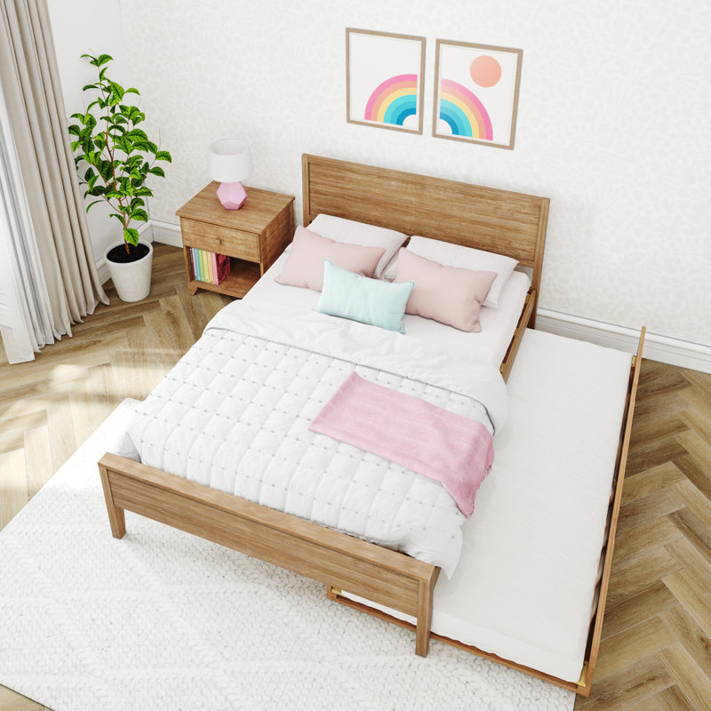 Rosenthal Solid Wood Trundle Bed, Pecan, Full/Double