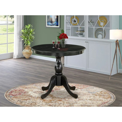Antique Modern Kitchen Table - a Round Dining Table Top with Pedestal Base, Black