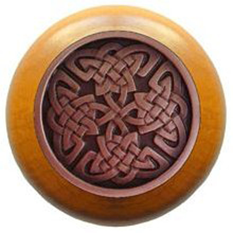 Jewel 1.5" Diameter Mushroom Knob, Antique Copper Maple Wood
