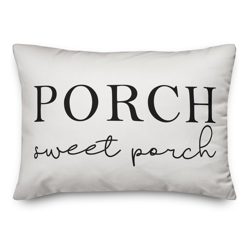 Textual Outdoor Throw Pillow, Off White/Black