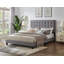 Lit plateforme tapissier contemporain avec tête de lit ajustable, lit en lin, gris, très grand lit-91956935-91956934