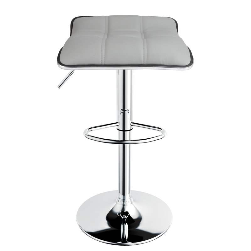 Adjustable Spin Bar Stool with Solid Wave Seat, Grey