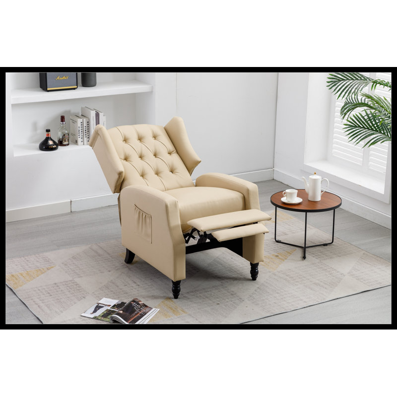 Fauteuil à oreilles / fauteuil inclinable de 26,77 po de large Verl, Similicuir brun clair