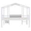 Lit mezzanine simple avec échelle et glissade, lit maison avec tableau noir et bande lumineuse sur le toit-1205037359