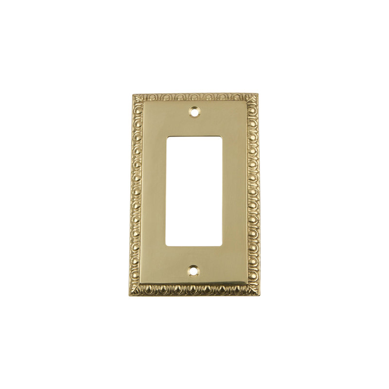 Egg and Dart 1-Gang Rocker Wall Plate, Unlacquered Brass