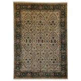 One-of-a-Kind Oriental Hand-Knotted Wool Green/Brown/Ivory Area Rug