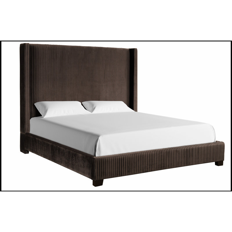 Luxueux lit rembourré dans une boîte, brun foncé, confort moelleux doux et design élégant pour une détente ultime.