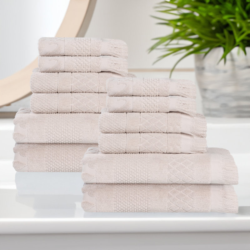 Serviette de bain Rolla, Argent, Ensemble de serviettes 12 pièces