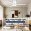 48 Inch Low Profile Ceiling Fan with Light, White Blades, Slim Flush Mount Design, Quiet Motor for Bedroom, Living Room & Small Spaces