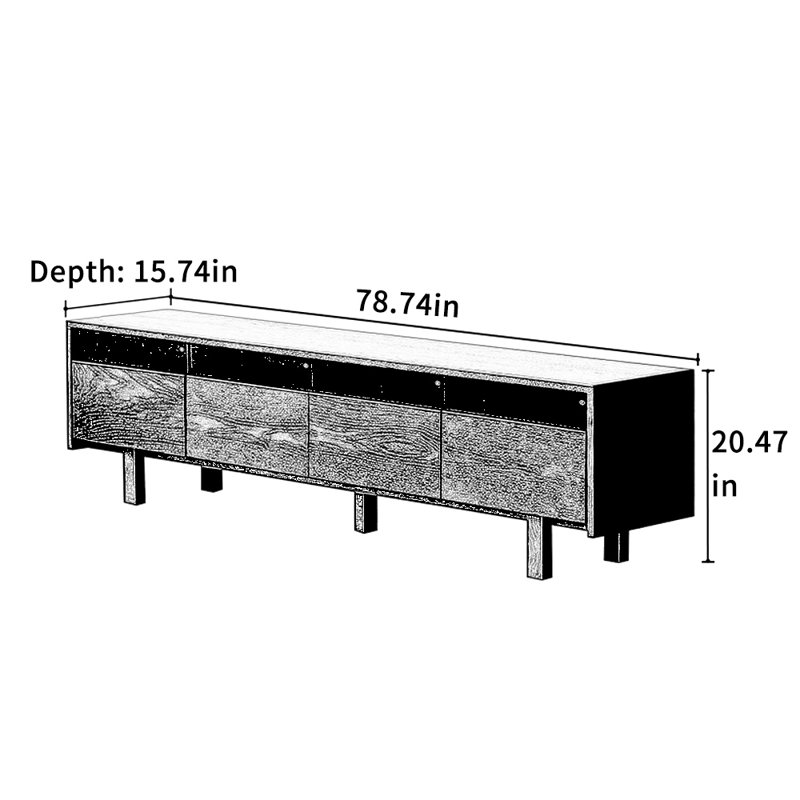 Black Solid Wood TV Stand