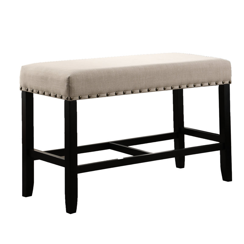 Counter Height Tan Bench For Dining Area, Footrest, 41"W X 16.5"D 25.5"H, Blend With Fabric, Solid Construction, 25.5"H, Tan
