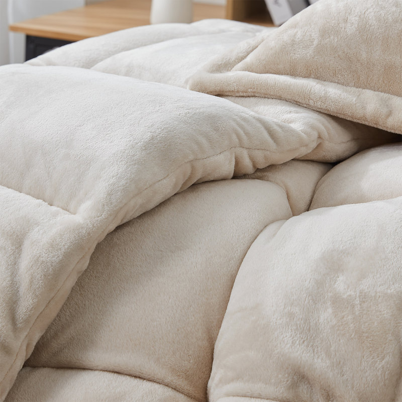 Ensemble d'édredon surdimensionné très épais Thickest Comas, Beige, Édredon pour grand lit + 2 taies décoratives sta